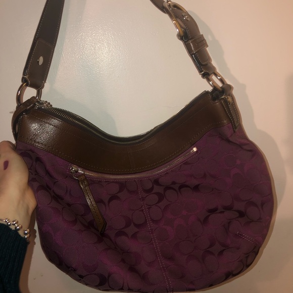 COACH purple and brown shoulder bag - Picture 4 of 4
